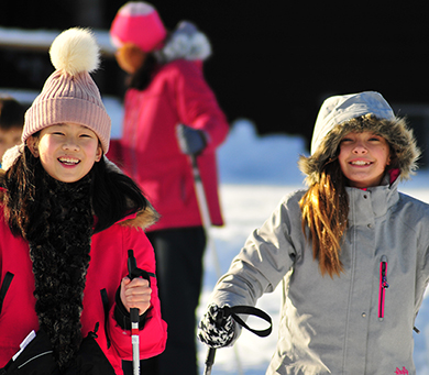 Girls cross-country skiiing