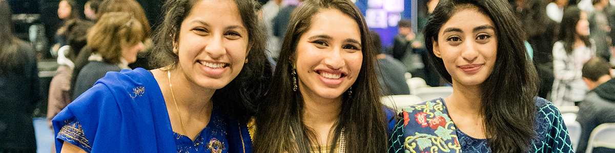 Three High School Division girls in traditional Indian dress at annual Celebration of Cultural Diversity