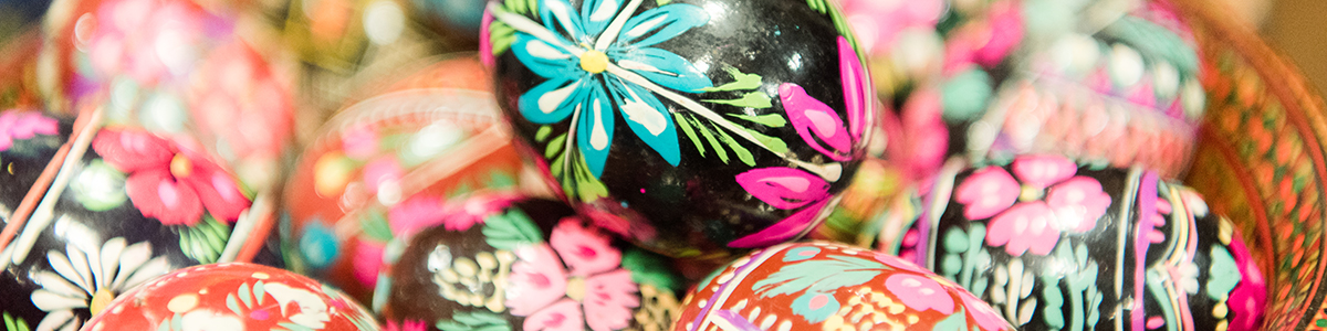 Assortment of colourful Ukrainian eggs at annual Celebration of Cultural Diversity