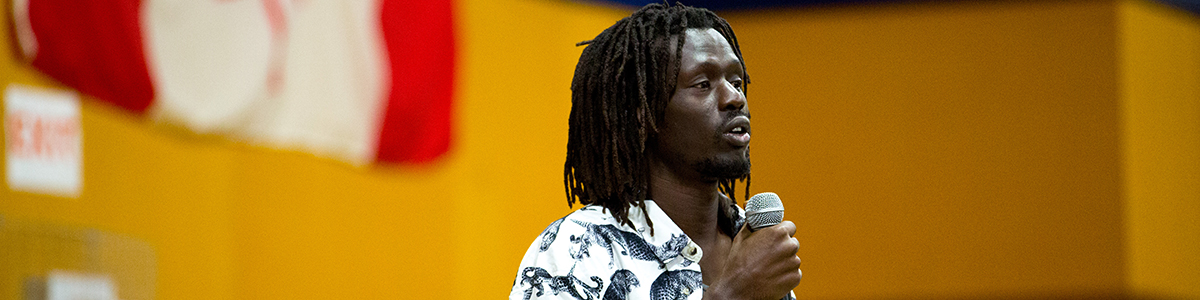 Emmanuel Jal at Main Campus as a guest at the Mentor College / TEAM School Speaker Series